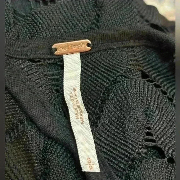 FREE PEOPLE BLACK LACE OVERLAY CUTOUT BACK CROCHET FITTED FORMAL DRESS SIZE SM - Picture 5 of 12